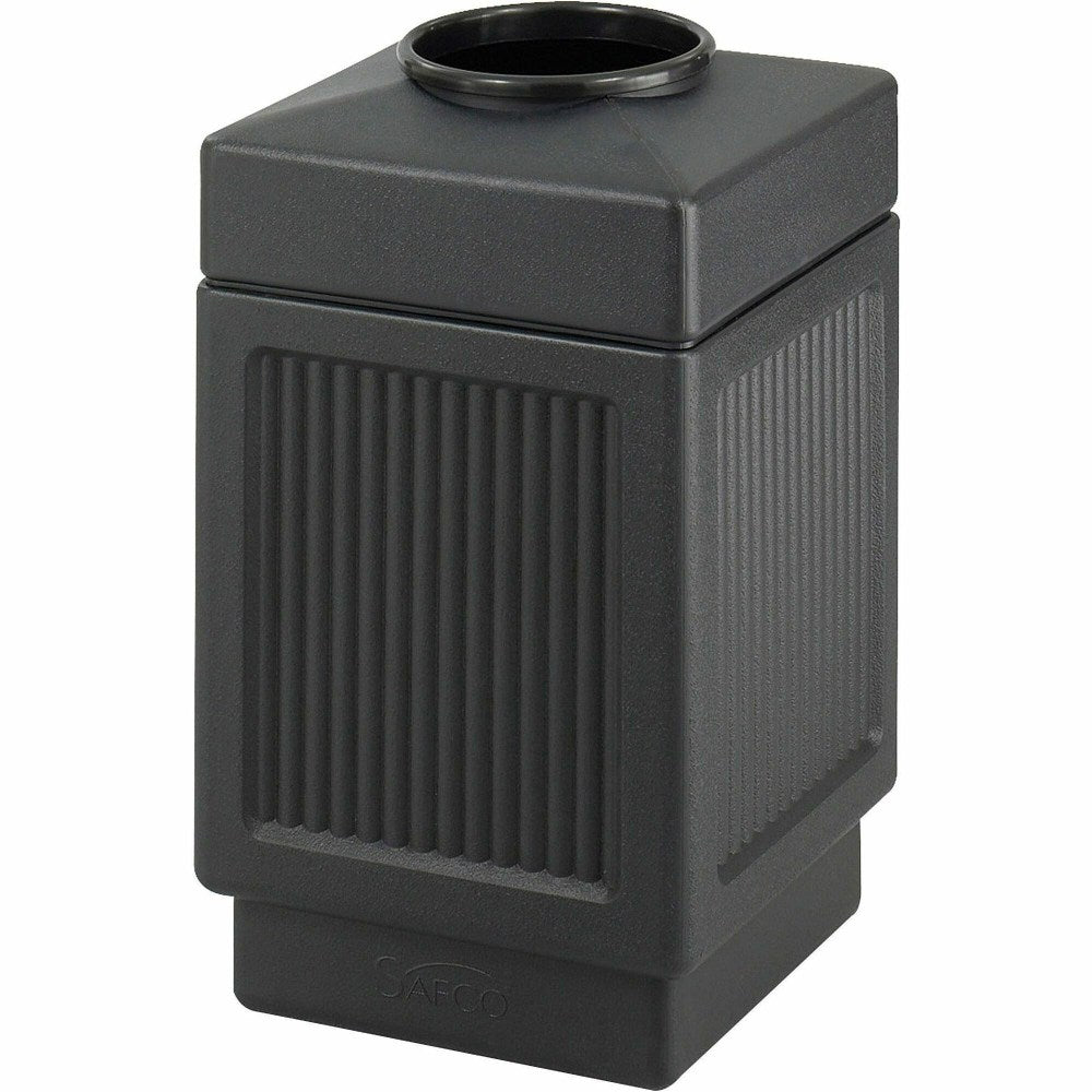 Safco Canmeleon Recessed Panel Ash Urn, Top Opening, 38 Gallons, Black