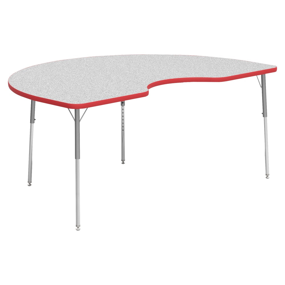 Lorell Classroom Kidney-Shaped Activity Table Top, 72inW x 48inD, Gray Nebula/Red