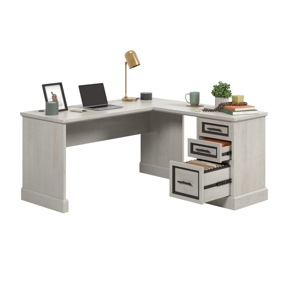 Sauder Carolina Grove 60inW L-Shaped Computer Desk With Filing Drawer, Winter Oak