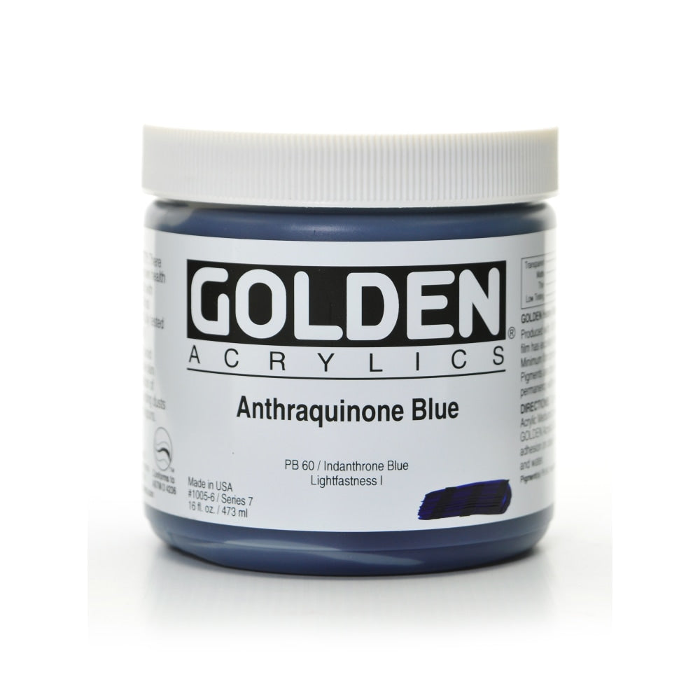 Golden Heavy Body Acrylic Paint, 16 Oz, Anthraquinone Blue