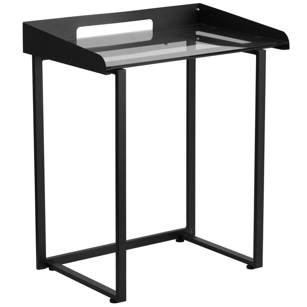 Flash Furniture 27-1/2inW Tempered-Glass Computer Desk, Clear/Black