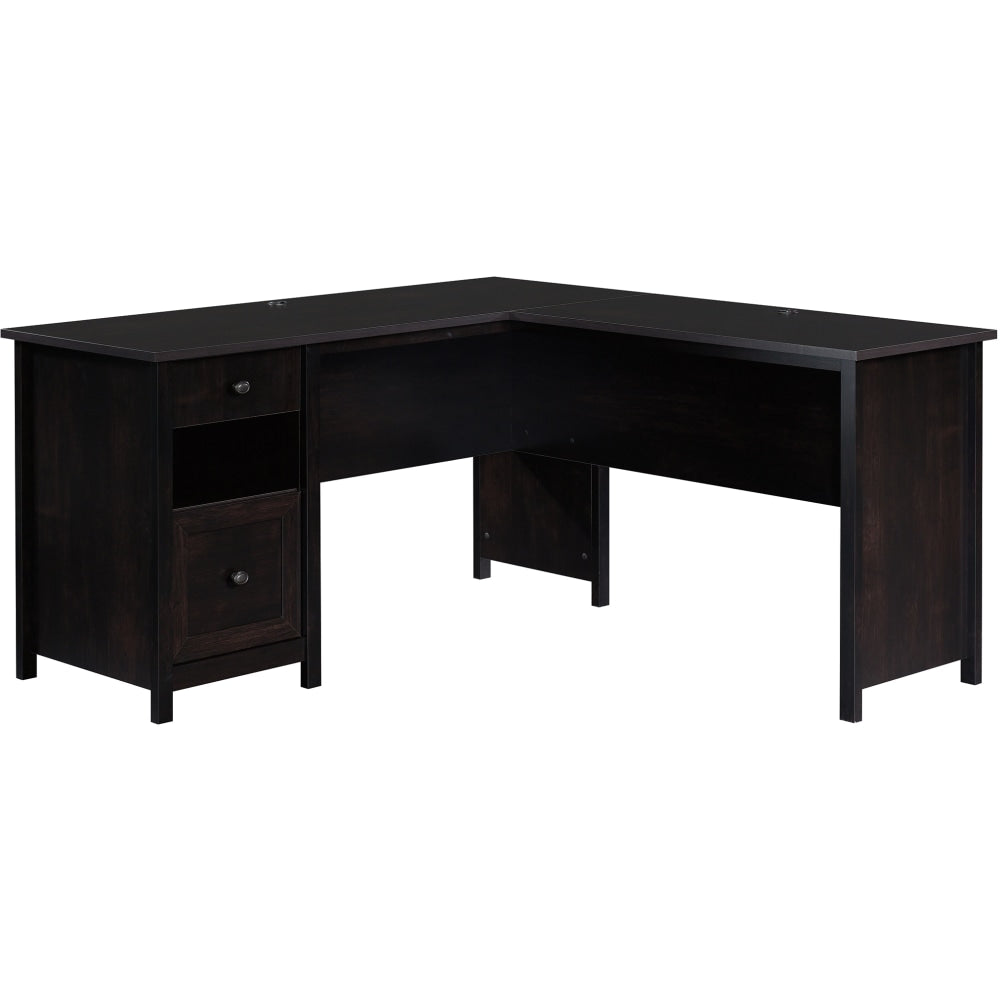 Sauder County Line 61inW L-Shaped Office Computer Desk With File Drawer, Estate Black