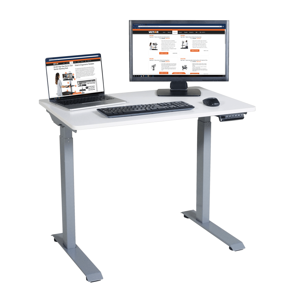 Victor Electric 36inW Standing Desk, White