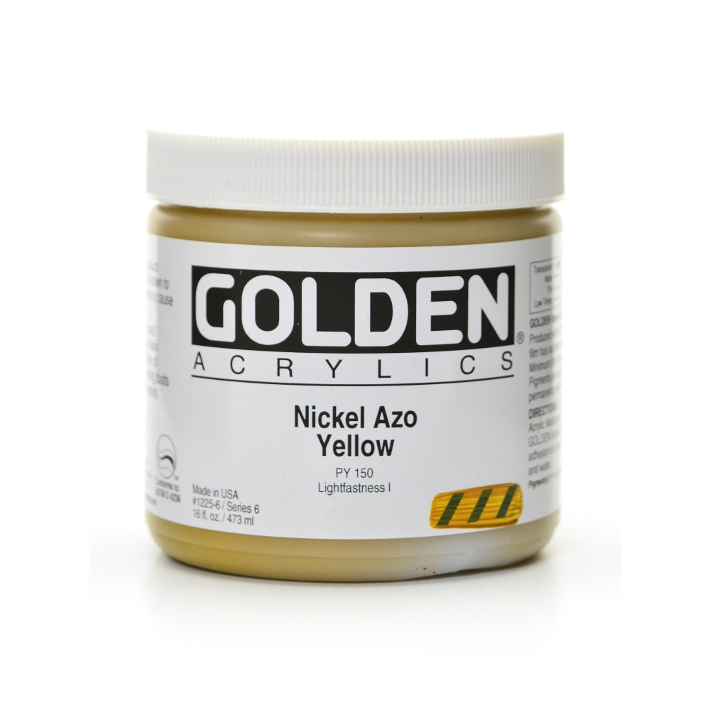 Golden Heavy Body Acrylic Paint, 16 Oz, Nickel Azo Yellow