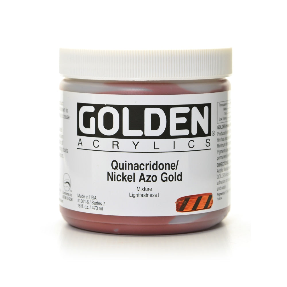 Golden Heavy Body Acrylic Paint, 16 Oz, Quinacridone Nickel Azo Gold