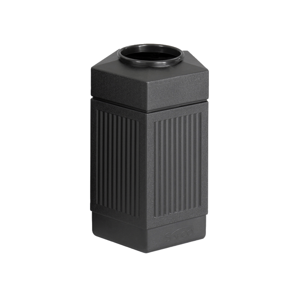 Safco Canmeleon Indoor/Outdoor Pentagon Receptacle, 30 Gallons, Black