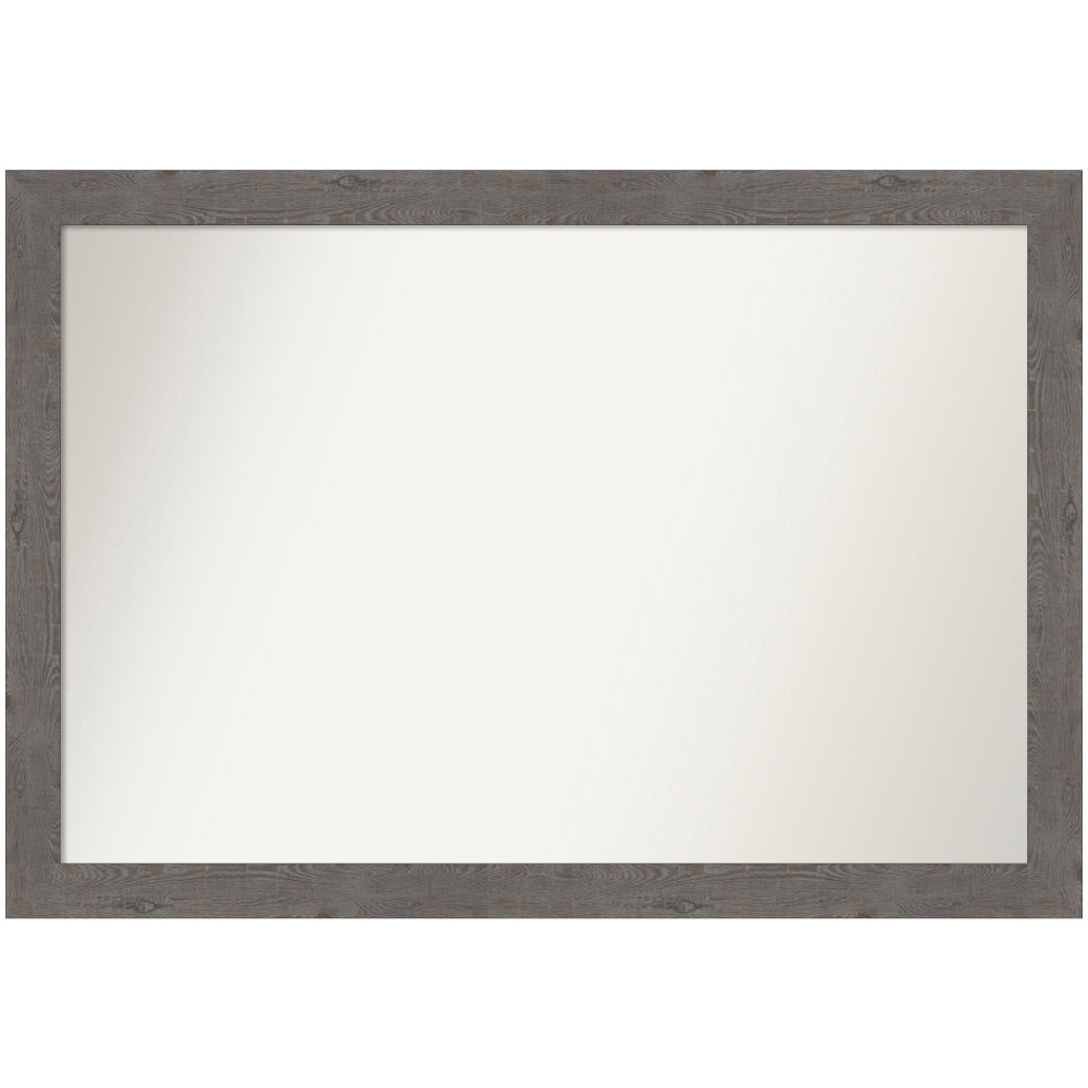 Amanti Art Narrow Non-Beveled Rectangle Framed Bathroom Wall Mirror, 27-1/2in x 39-1/2in, Rustic Plank Gray