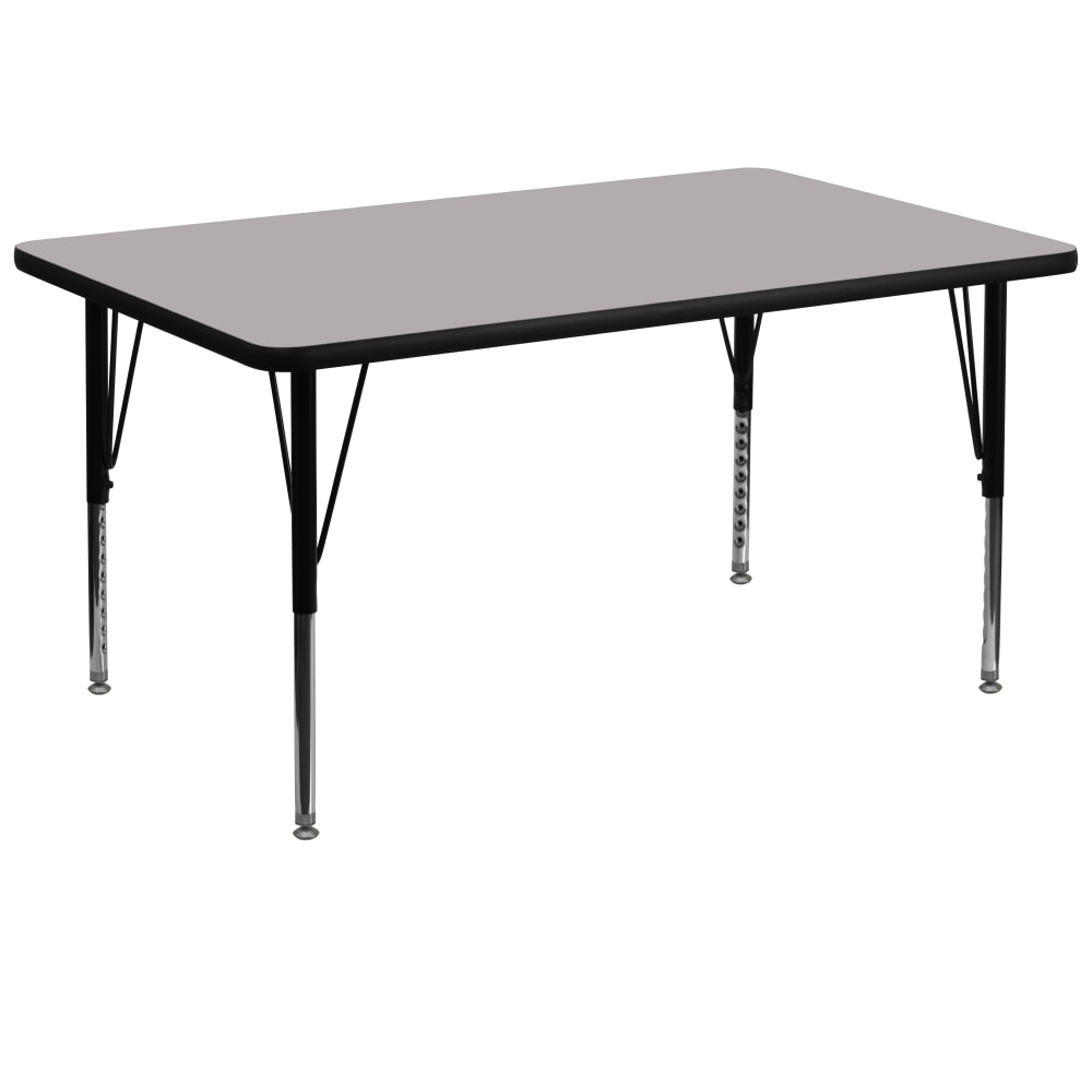 Flash Furniture 72inW Rectangular Thermal Laminate Activity Table With Short Height-Adjustable Legs, Gray