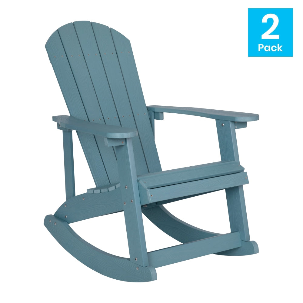 Flash Furniture Savannah All-Weather Adirondack Rocking Chairs, Sea Foam, Set Of 2 Chairs