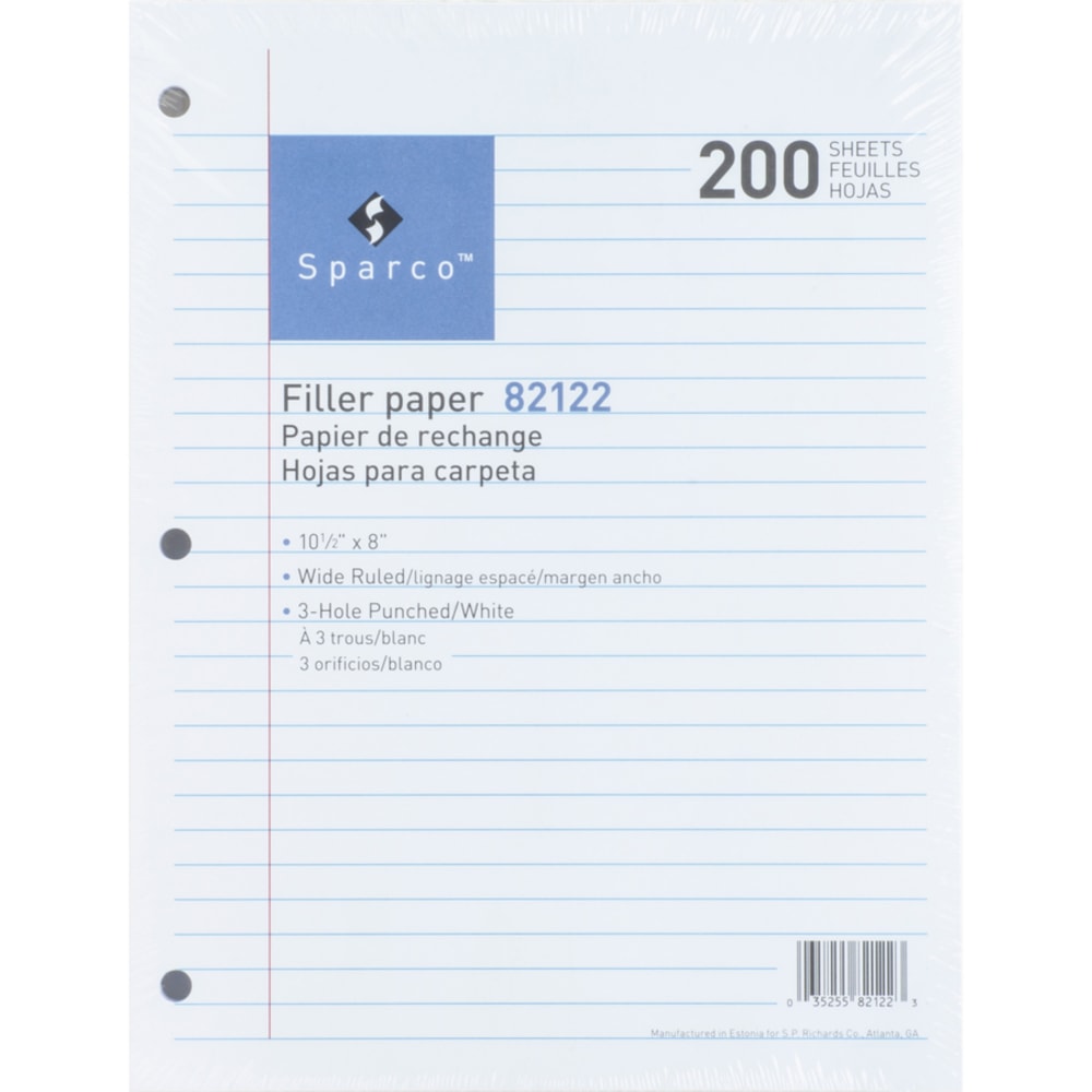 Sparco Standard Filler Paper, 8in x 10 1/2in, 16 Lb, White, Ream Of 200 Sheets