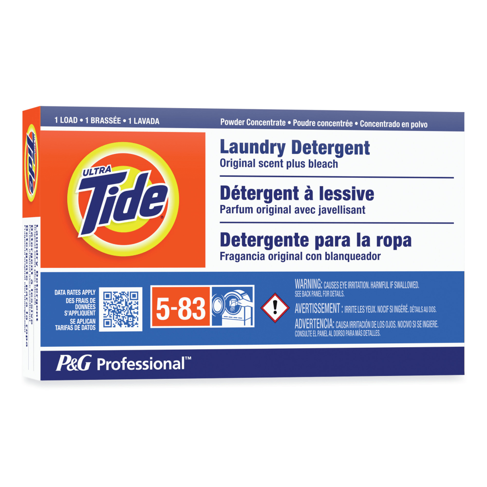 Tide Professional Powder Laundry Detergent Plus Bleach, Original Scent, 1.4 Oz, Carton Of 156 Boxes