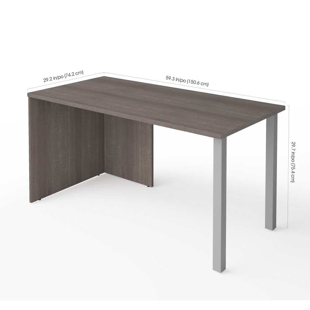 Bestar i3 Plus 60inW Table Computer Desk With 2 Metal Legs, Bark Gray