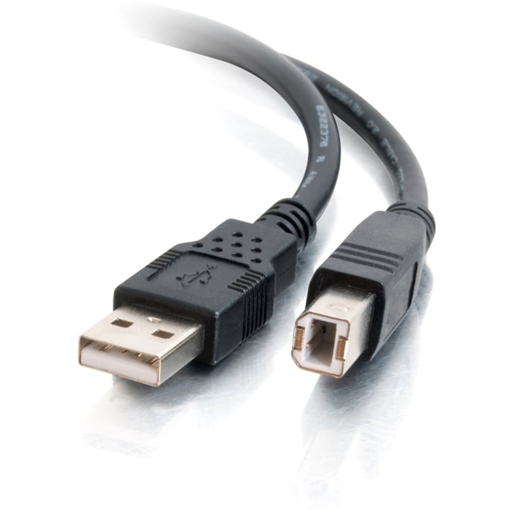 C2G 6.6ft USB A to USB B Cable - USB A to B Cable - USB 2.0 - Black - M/M - Type A USB - Type B USB - 6ft - Black