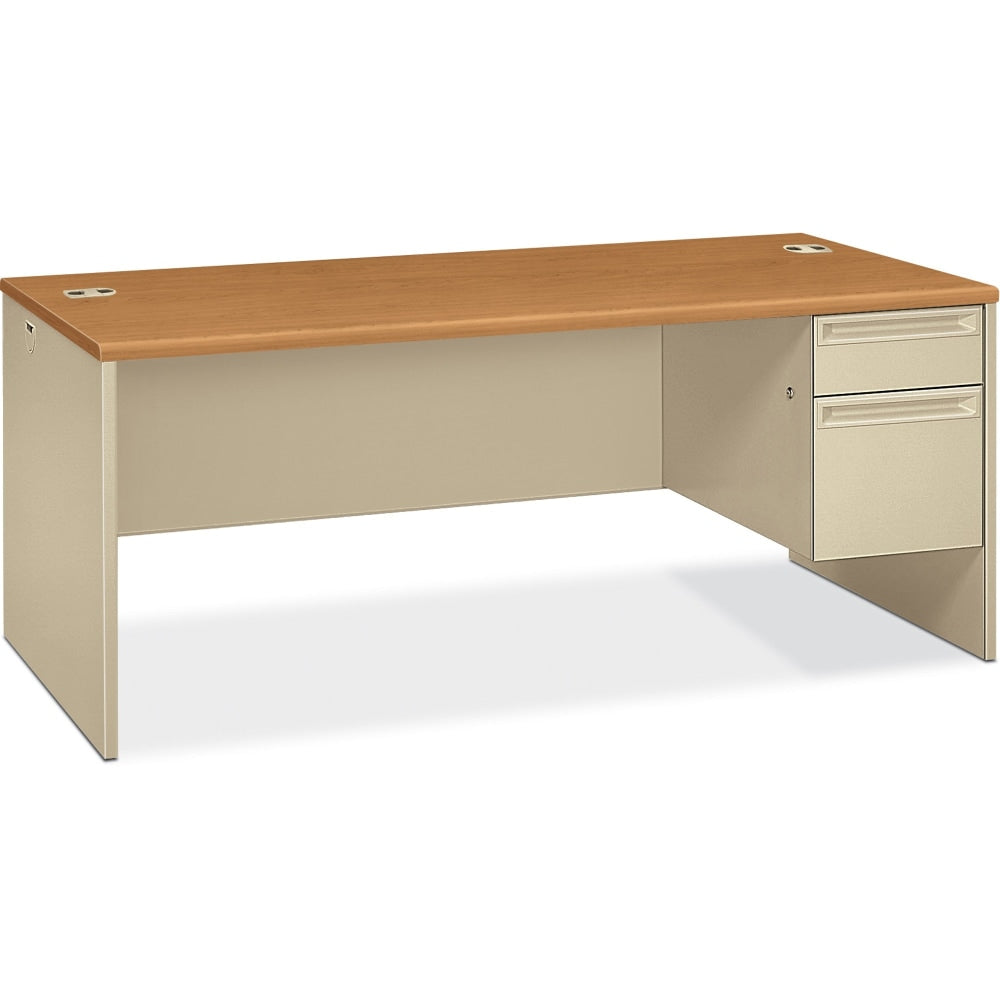 HON 38000 72inW Right-Pedestal Computer Desk, Harvest/Putty