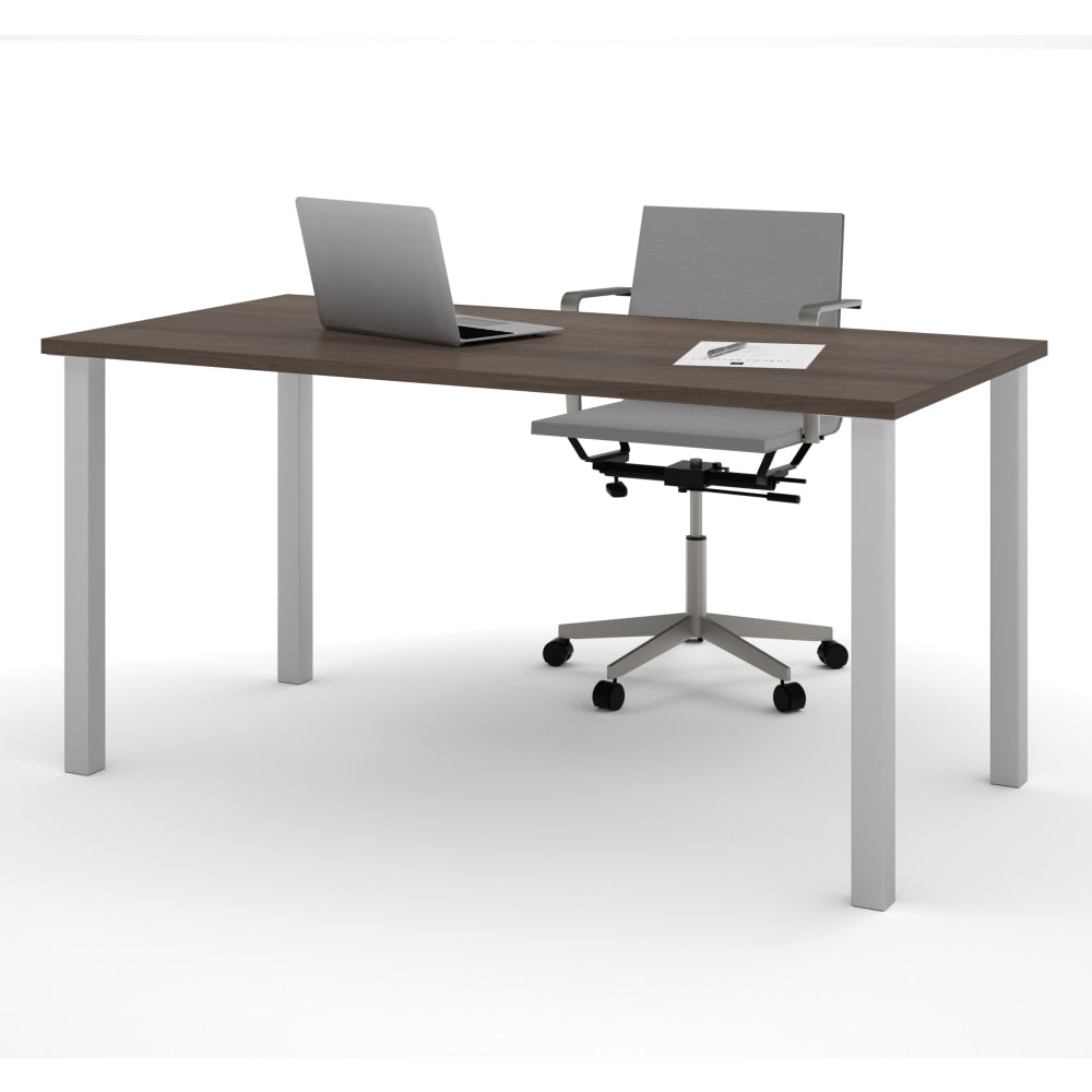 Bestar Universal 60inW Table Computer Desk With Square Metal Legs, Antigua