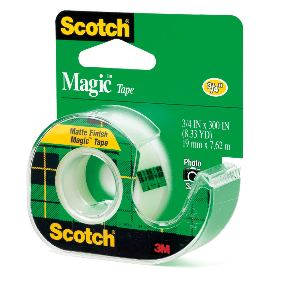 Scotch Magic Tape In Dispenser, 3/4in x 300in, Clear