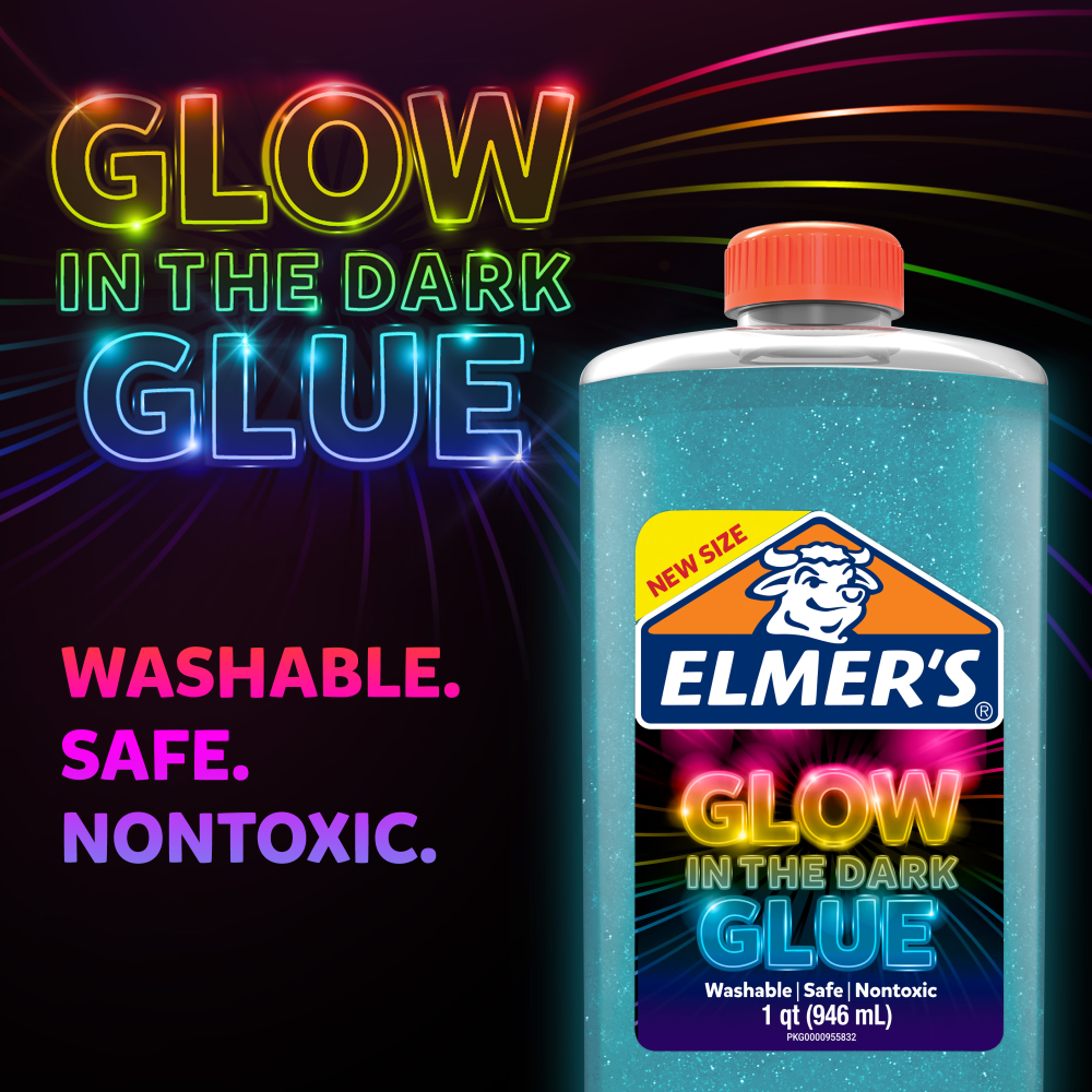 Elmers Glow-In-The-Dark Liquid Glue, 32 Oz, Blue