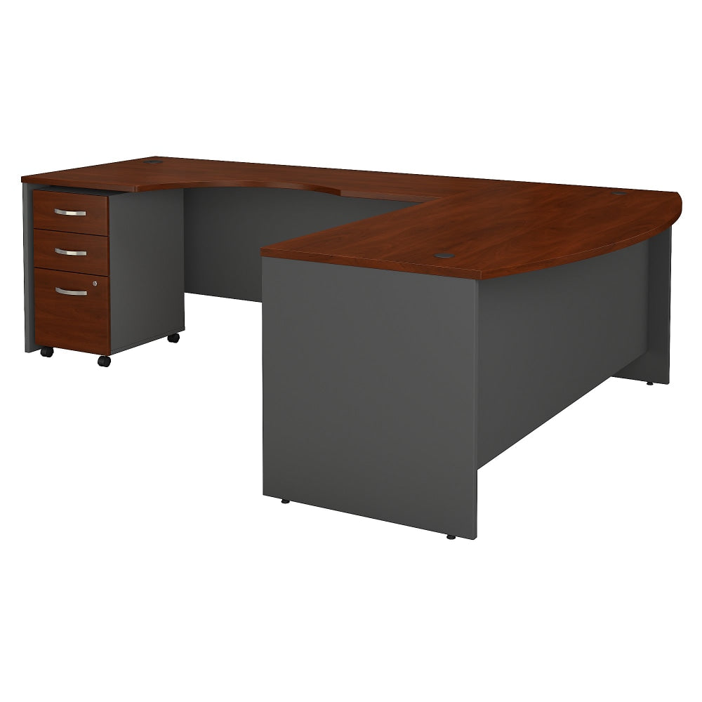 Bush Business Furniture 72W Bow Front L-Shaped Corner Desk With Left Handed Return And 3 Drawer Mobile File Cabinet, Hansen Cherry, Standard Delivery