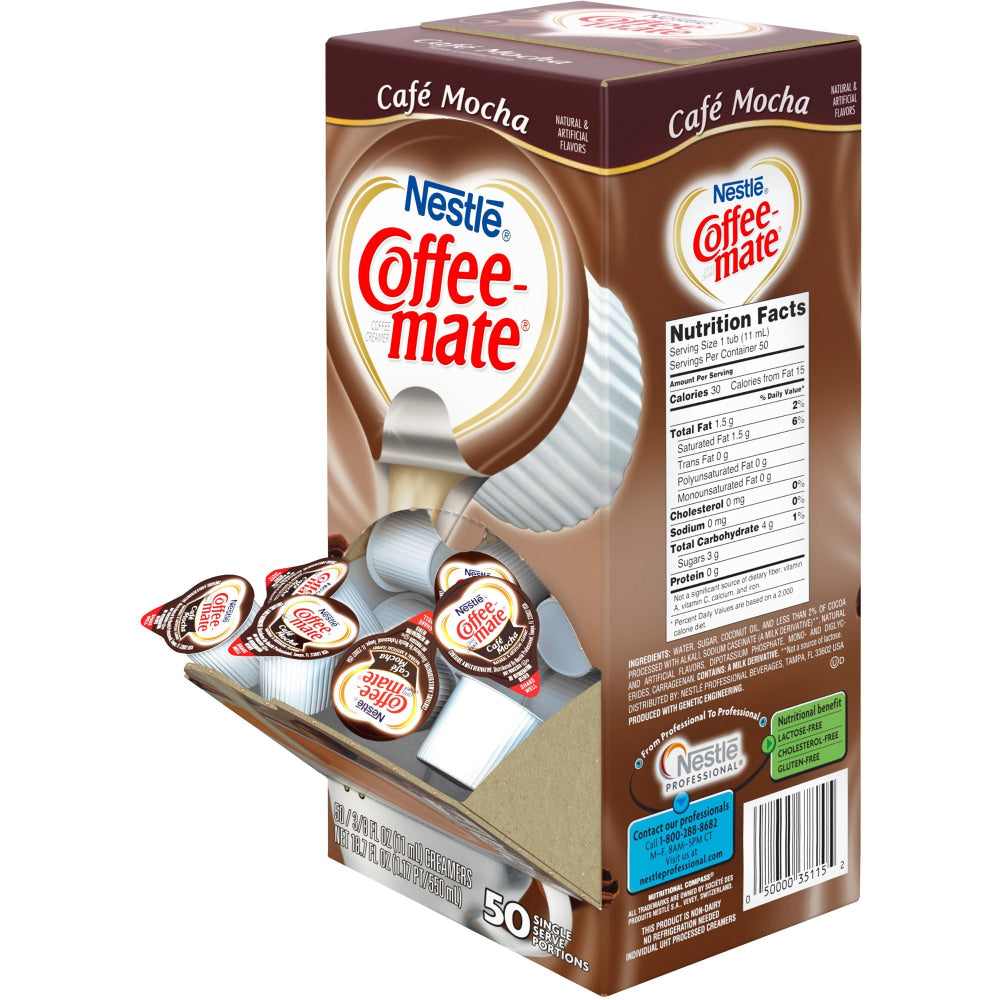 Nestle Coffee-mate Liquid Creamer, Cafe Mocha Flavor, 0.37 Oz Single Serve x 50