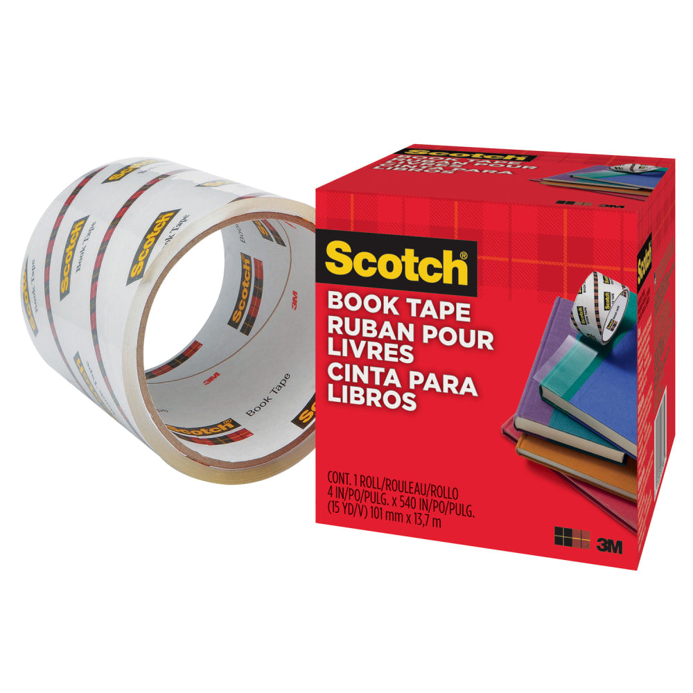 Scotch Book Tape - 15 yd Length x 4in Width - 3in Core - Acrylic - Crack Resistant - For Repairing, Reinforcing, Protecting, Covering - 1 / Roll - Clear