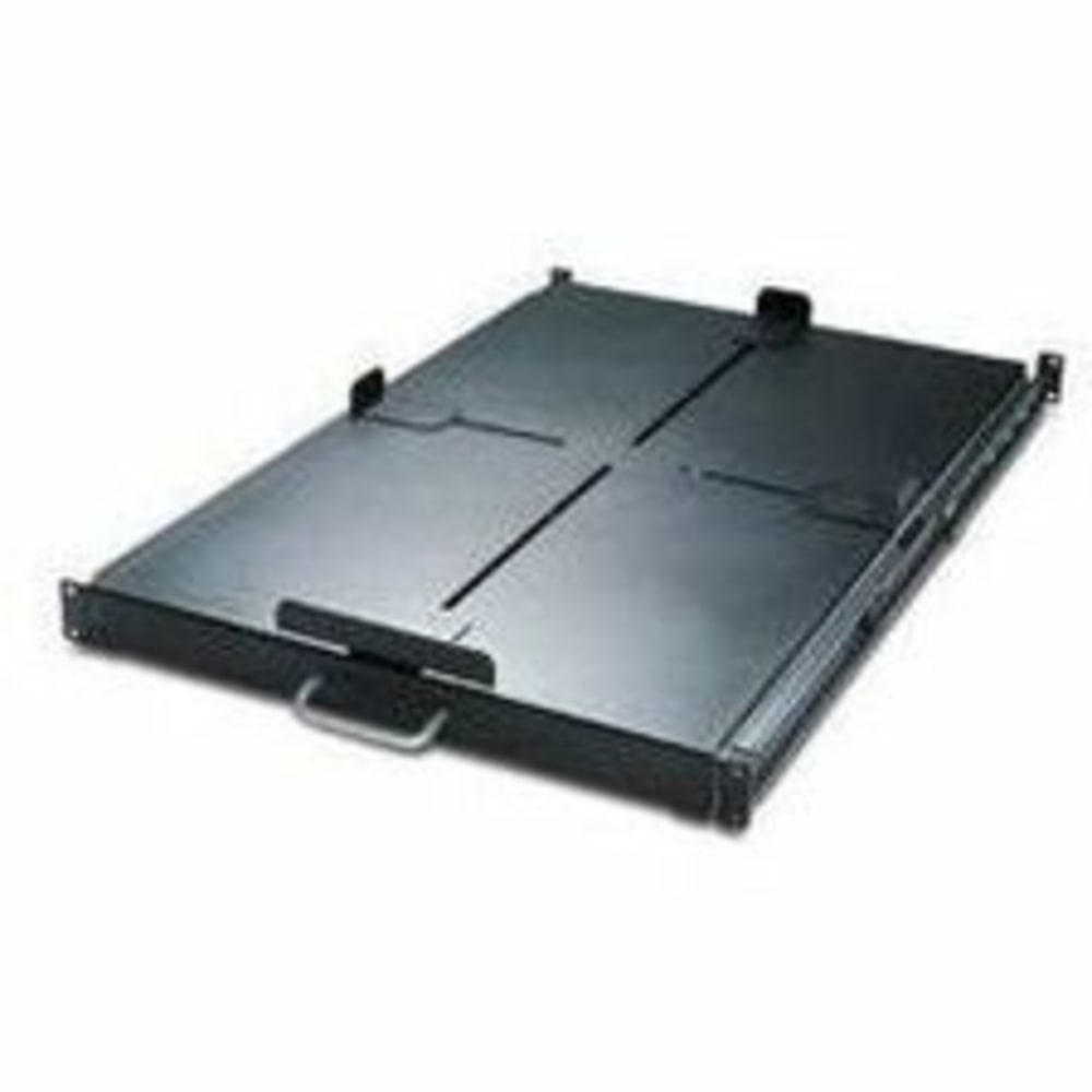 APC by Schneider Electric Sliding Shelf 200lbs/91kg Black - 1U Rack Height x 19in Rack Width - Rack-mountable - Black - 200.42 lb Static/Stationary Weight Capacity