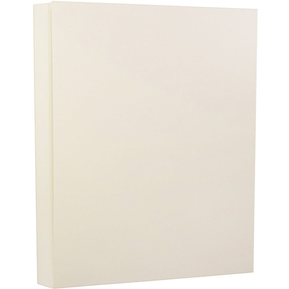 JAM Paper Card Stock, Strathmore Natural White Linen, Letter (8.5in x 11in), 80 Lb, 30% Recycled, Pack Of 50