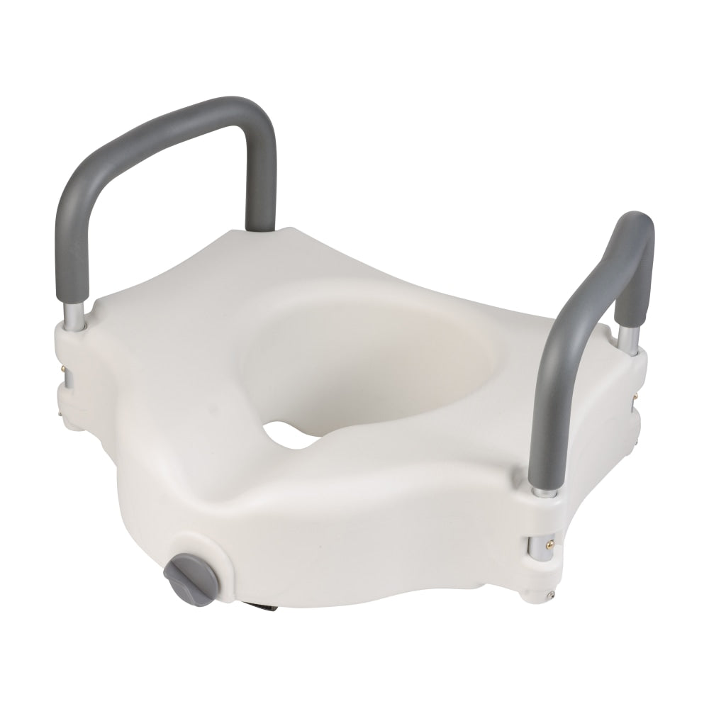 DMI Hi-Riser Elevated Locking Raised Toilet Seat With Armrests, 5inH x 18inW x 16inD, White