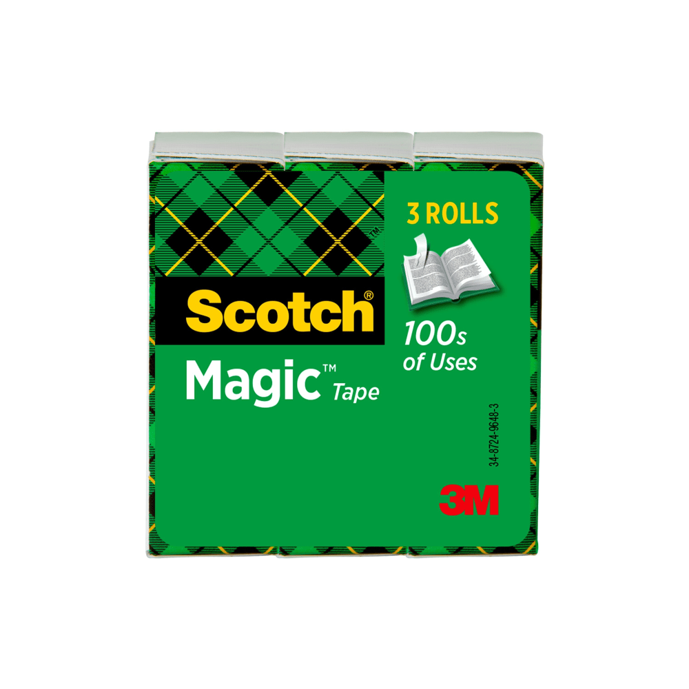 Scotch Magic Tape with Dispenser, Invisible, 3/4 in x 1000 in, 3 Tape Rolls, Home Office and School Supplies