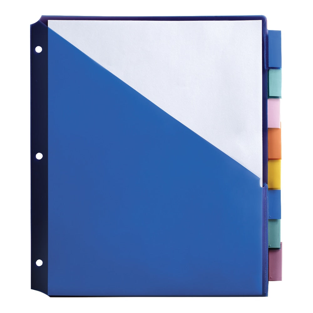 Office Depot Brand Double-Pocket Insertable Plastic Divider, 8-Tab, 9in x 11in, Assorted Colors