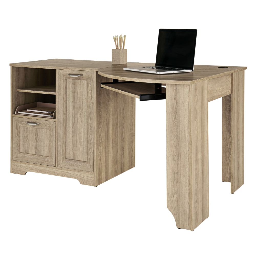 Realspace Magellan 60inW Corner Desk, Blonde Ash