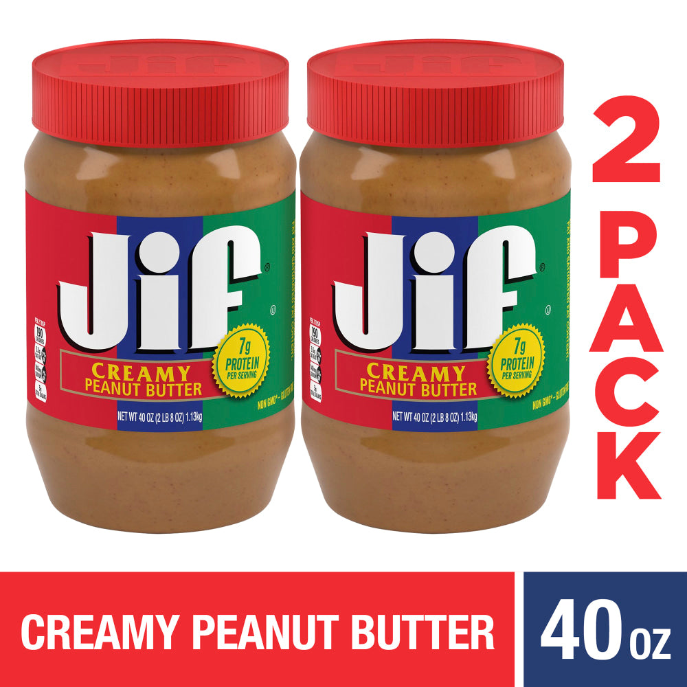 Jif Creamy Peanut Butter, 40 Oz, Pack Of 2 Jars