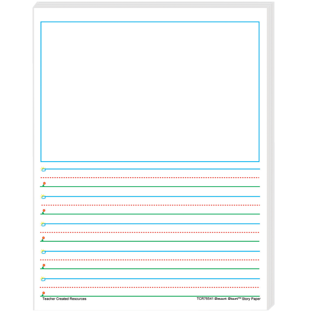 Teacher Created Resources Smart Start 1-2 Story Paper, 8-1/2in x 11in, Primary Rule, White, 100 Sheets Per Pack, Set Of 2 Packs