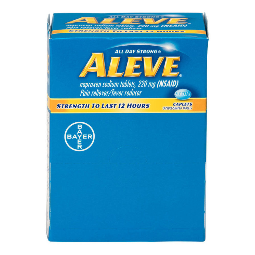 Aleve Pain Reliever Tablets, 1 Tablet Per Packet, Box Of 50 Packets