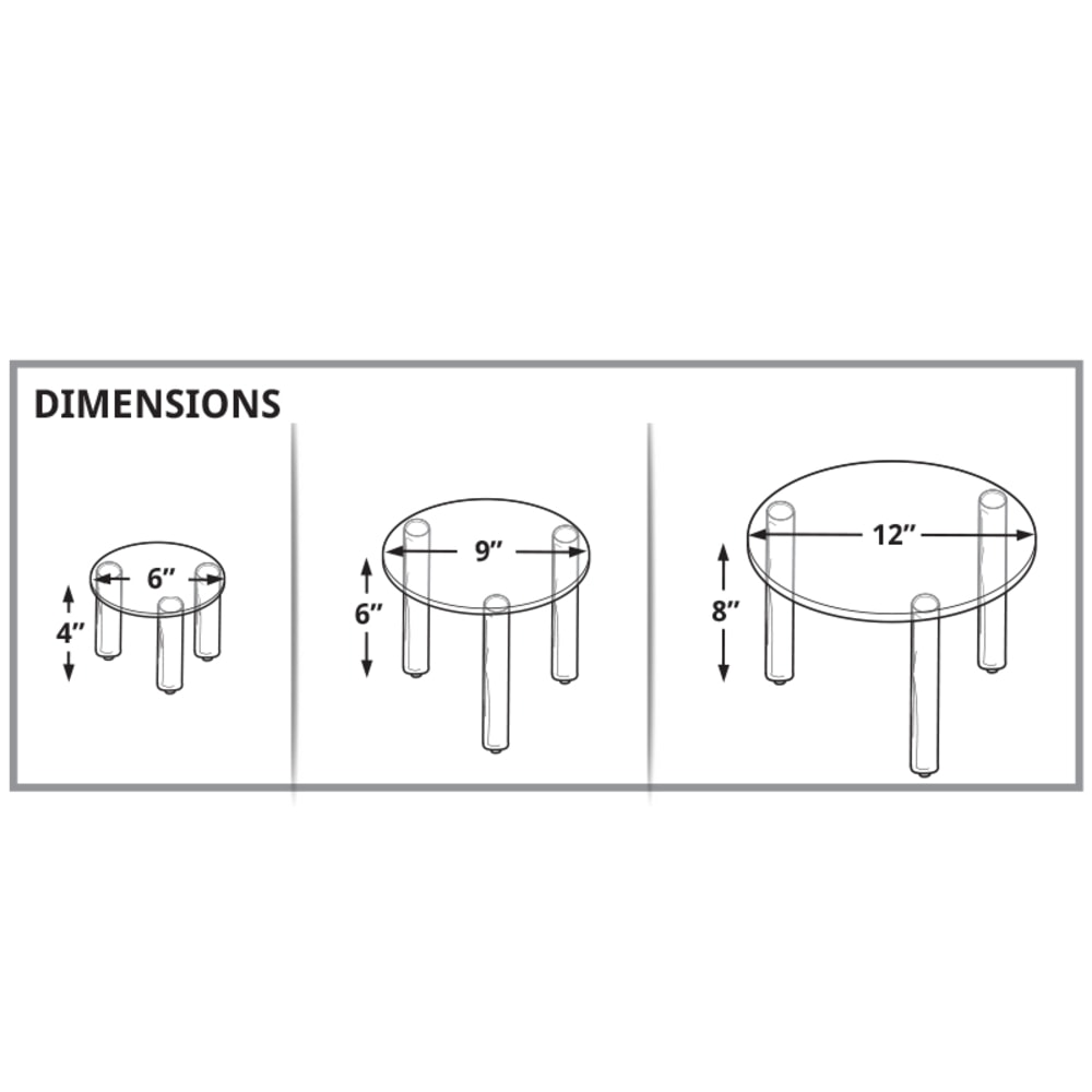 Azar Displays 3-Piece Acrylic Round Riser Set, 4inH, 6inH, 8inH, Clear