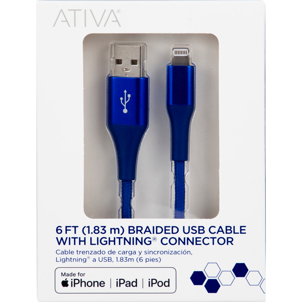 Ativa Lightning To USB Type-A Cable, 6ft, Navy, 45403