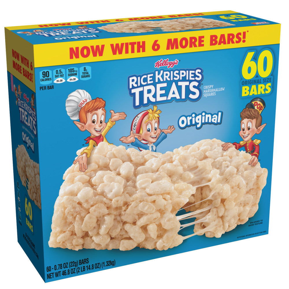 Kelloggs Rice Krispies Treats Original Bars, 0.78 Oz, Box Of 60