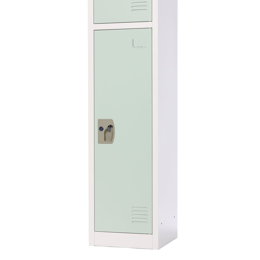 Alpine 1-Tier Steel Lockers, 72inH x 12inW x 12inD, Misty Green, Set Of 2 Lockers