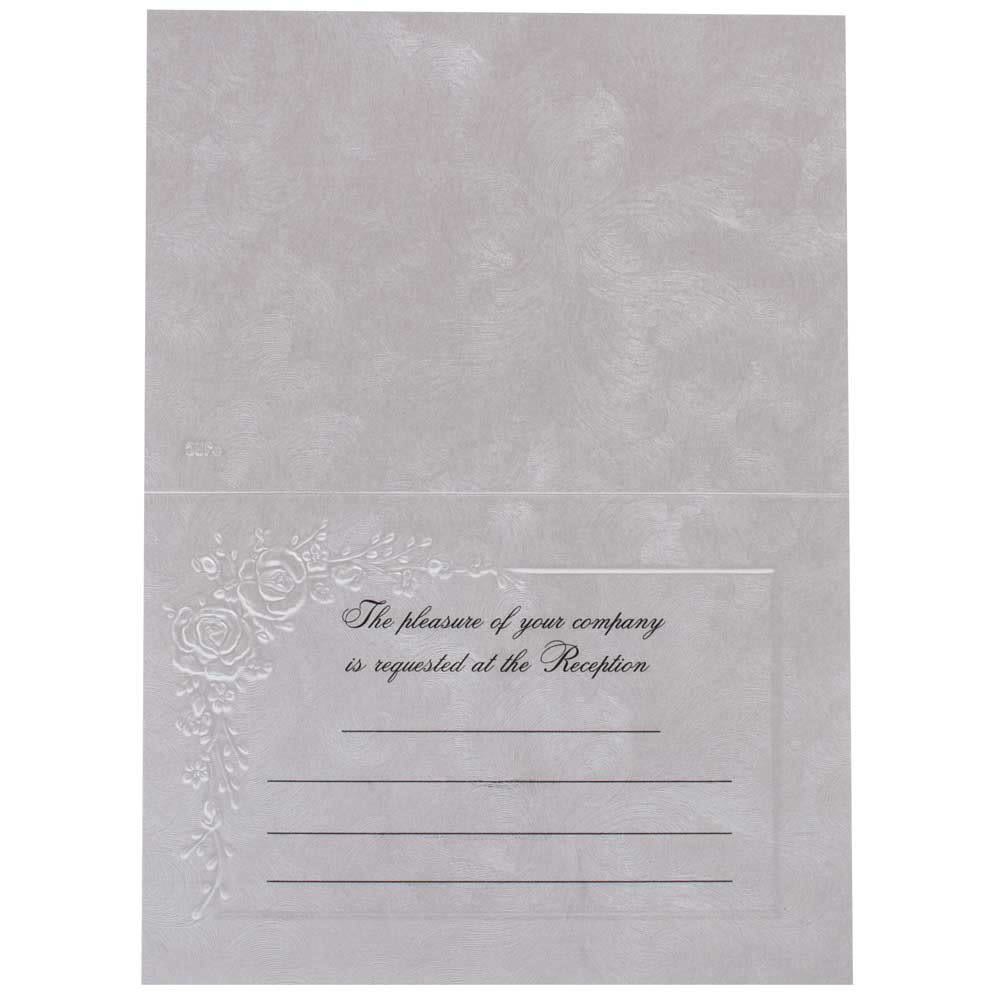 JAM Paper Wedding Reception Invitations, 4-7/8in x 3-3/8in, Metallic/Flowers, Pack Of 25 Invitations