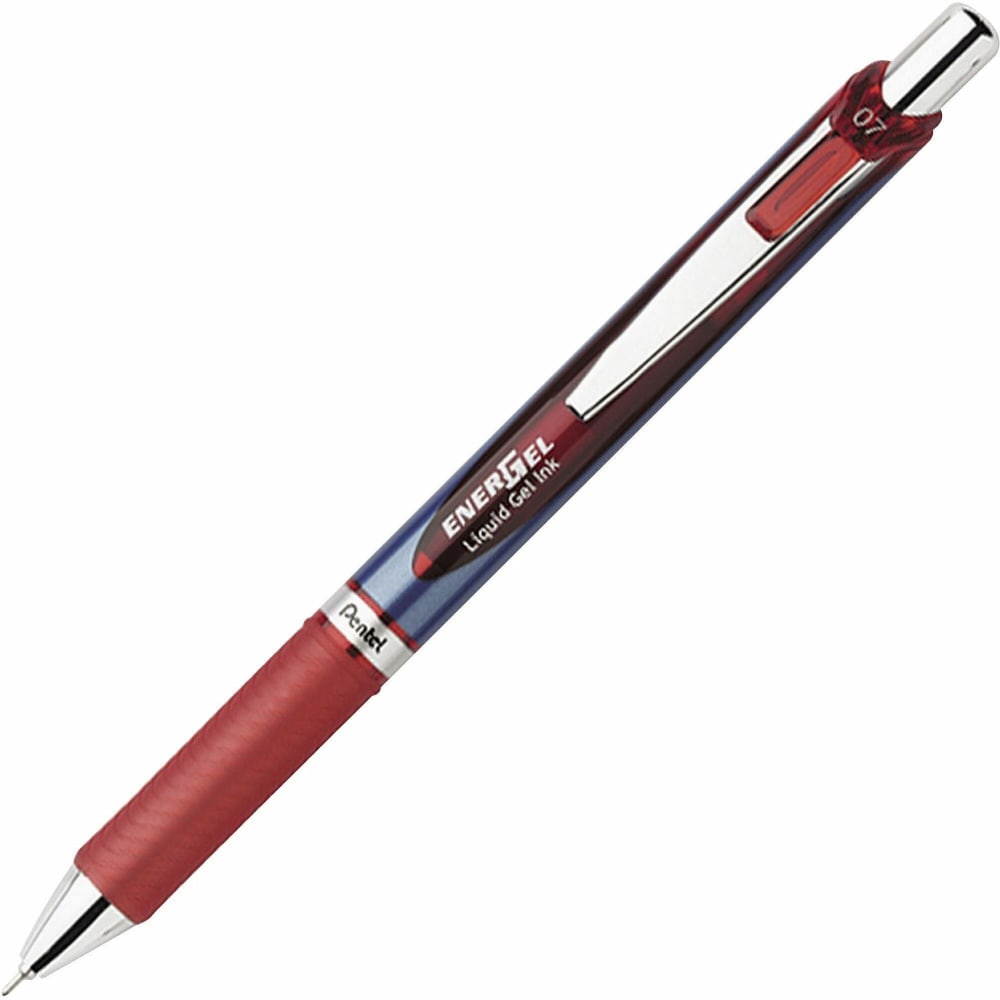 Pentel EnerGel RTX Liquid Gel Pen, Medium Point, 0.7 mm, Assorted Barrel Colors, Red Ink