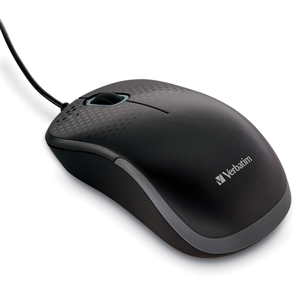 Verbatim Silent Corded Optical Mouse - Black - Optical - Cable - Black - 1 Pack - USB Type A - Scroll Wheel - 3 Button(s)