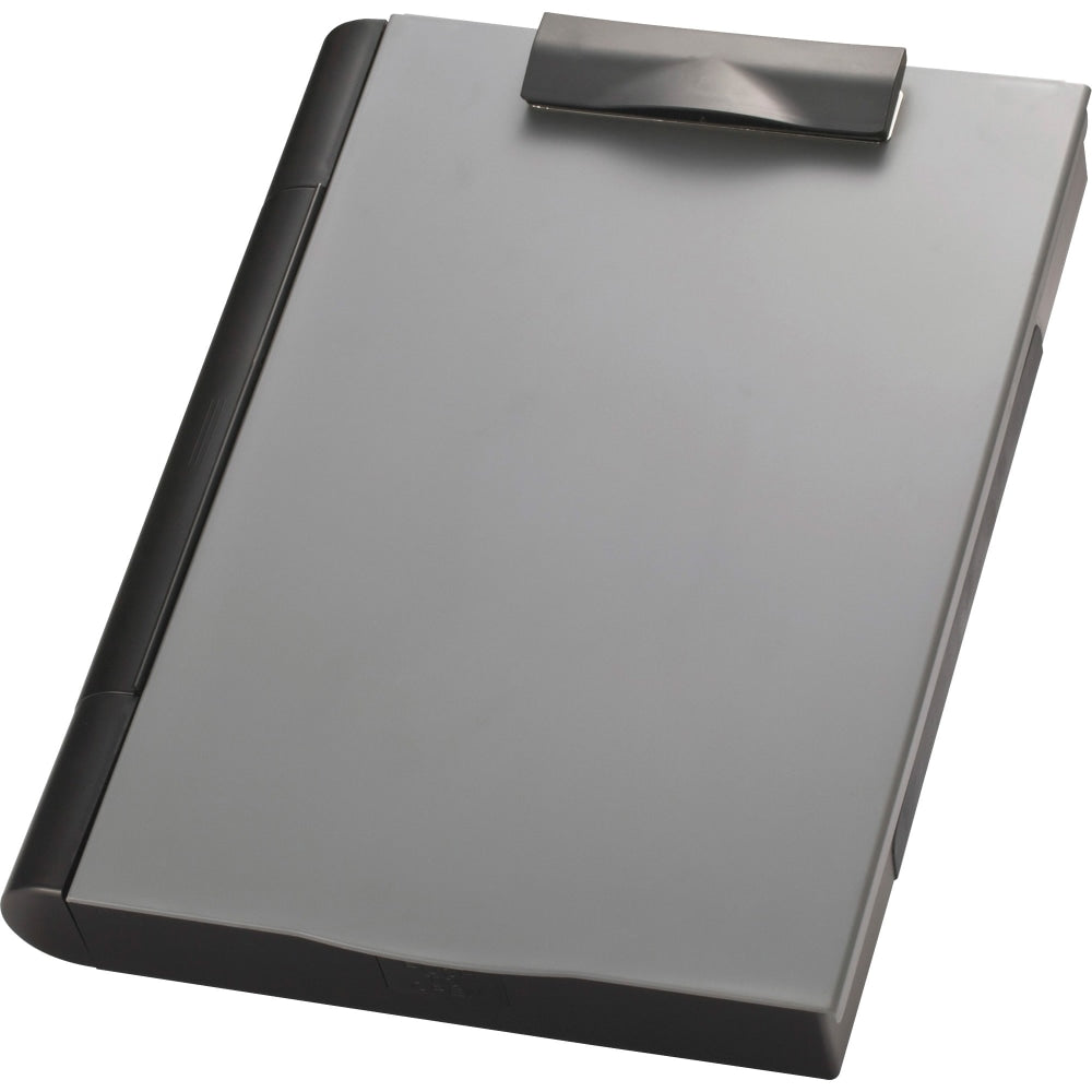 OIC Plastic Form Holder Double Storage Clipboard Box, Black/Gray