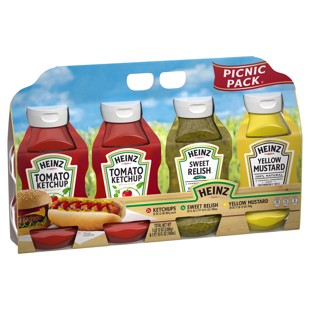 Heinz Condiment Picnic Pack, 26 Oz, Pack Of 4 Bottles