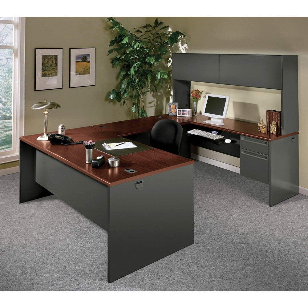 HON 38000 Kneespace 60inW Computer Desk Credenza, Mahogany/Charcoal