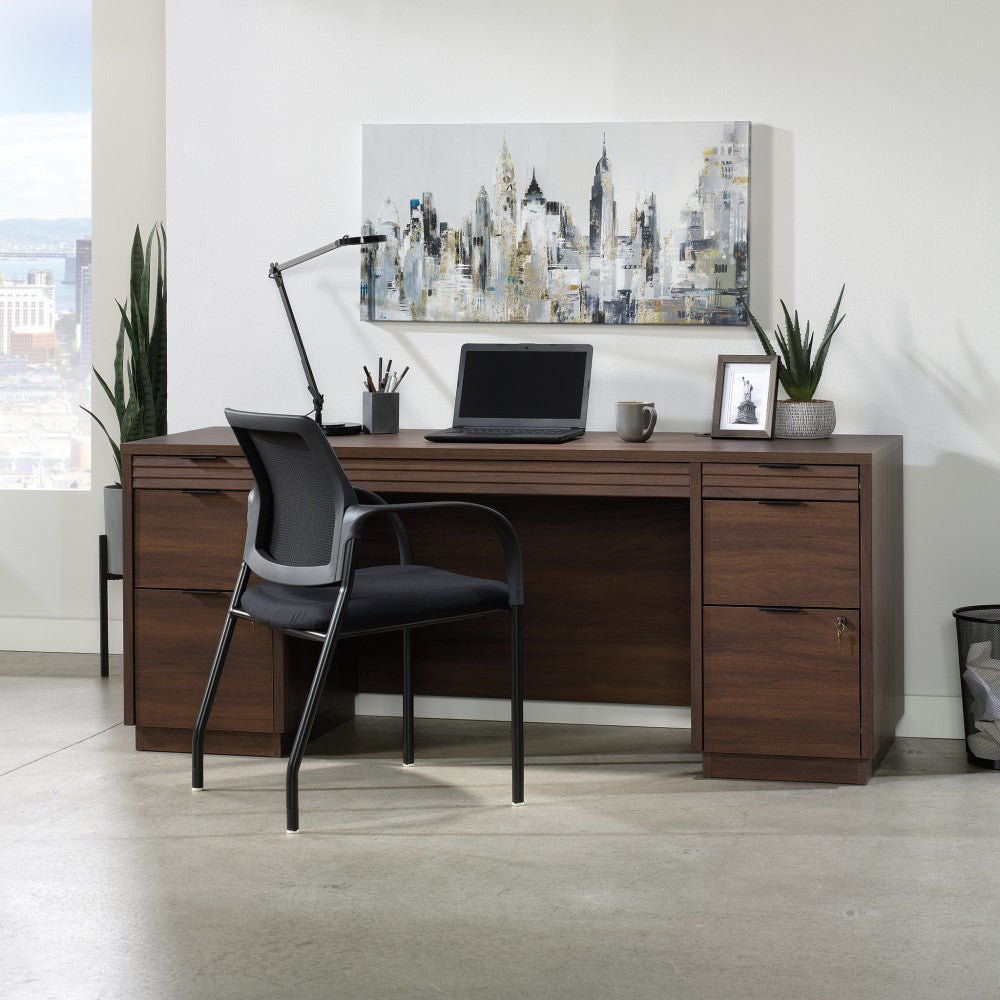 Sauder Palo Alto 72inW Commercial Credenza Computer Desk, Spiced Mahogany