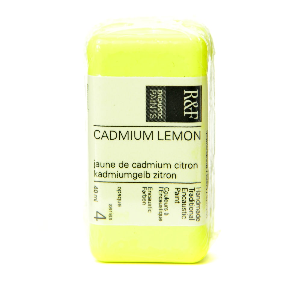 R & F Handmade Paints Encaustic Paint Cake, 40 mL, Cadmium Lemon