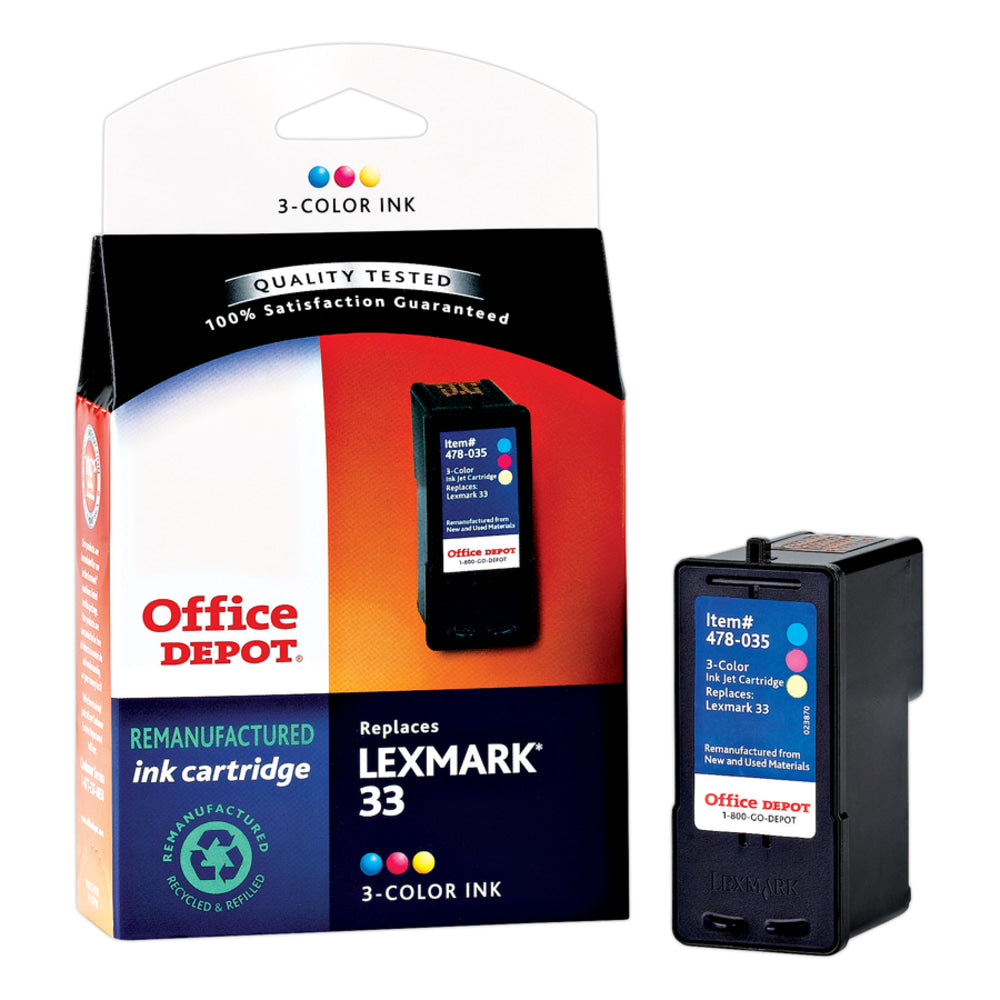 Office Depot Brand Remanufactured Tri-Color Ink Cartridge Replacement For Lexmark 33, L33