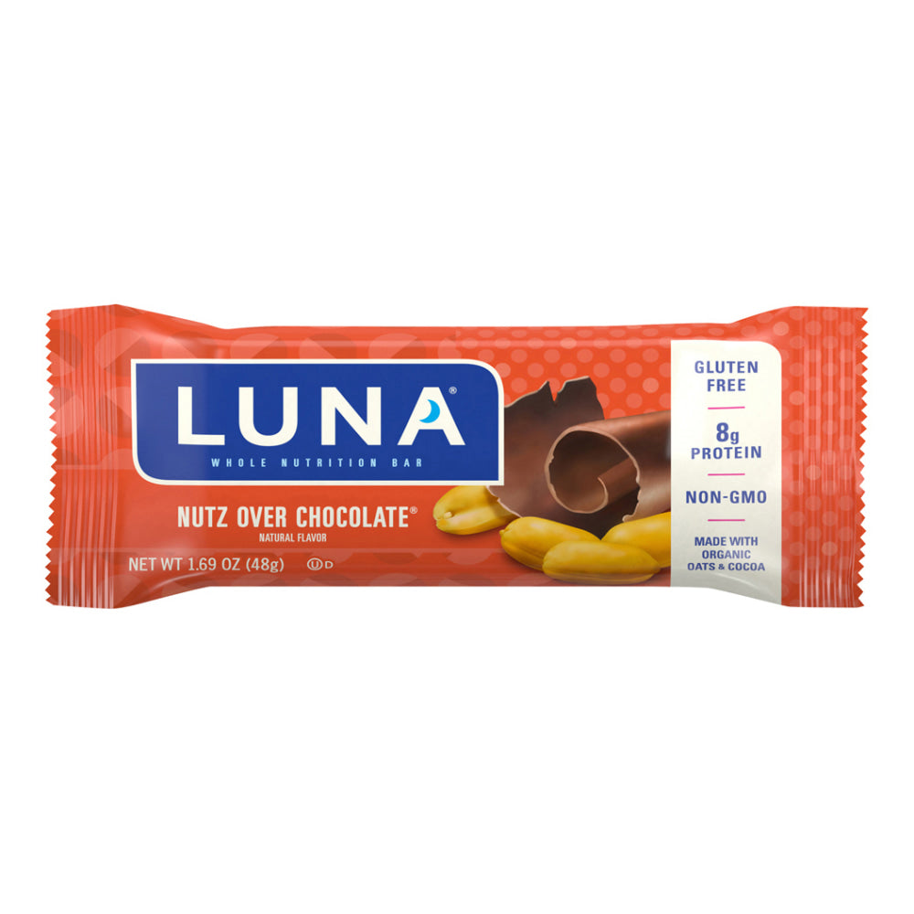 Luna Nutz Over Chocolate Whole Nutrition Bars, 1.69 Oz, Box Of 15 Bars