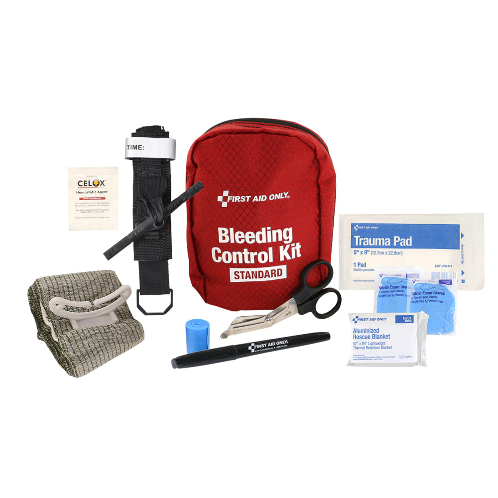 First Aid Only Bleed Control Standard Pro Kit, 3-1/2inH x 5inW x 7inD, White