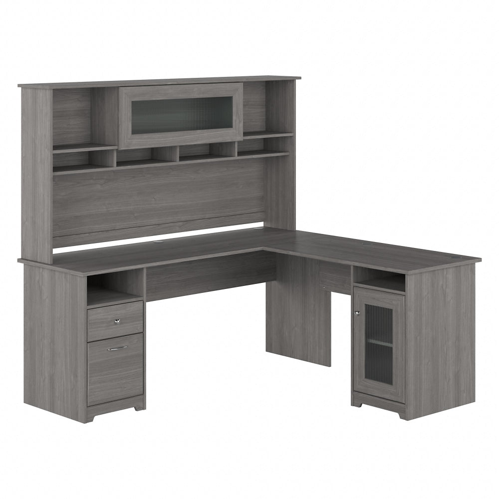 Bush Furniture Cabot 72inW L-Shaped Computer Desk With Hutch And Storage, Modern Gray, Standard Delivery