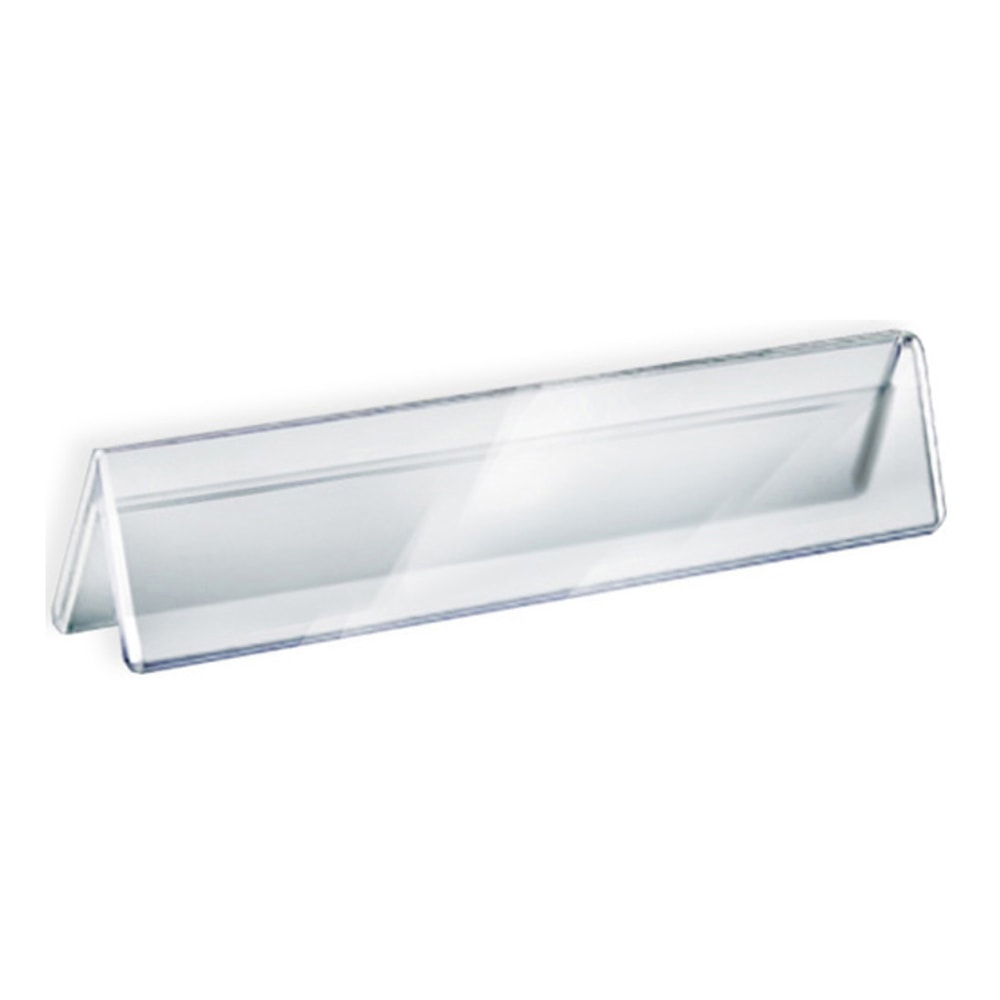 Azar Displays Acrylic Horizontal 2-Sided Nameplates, 2inH x 11inW x 3inD, Clear, Pack Of 10 Nameplates